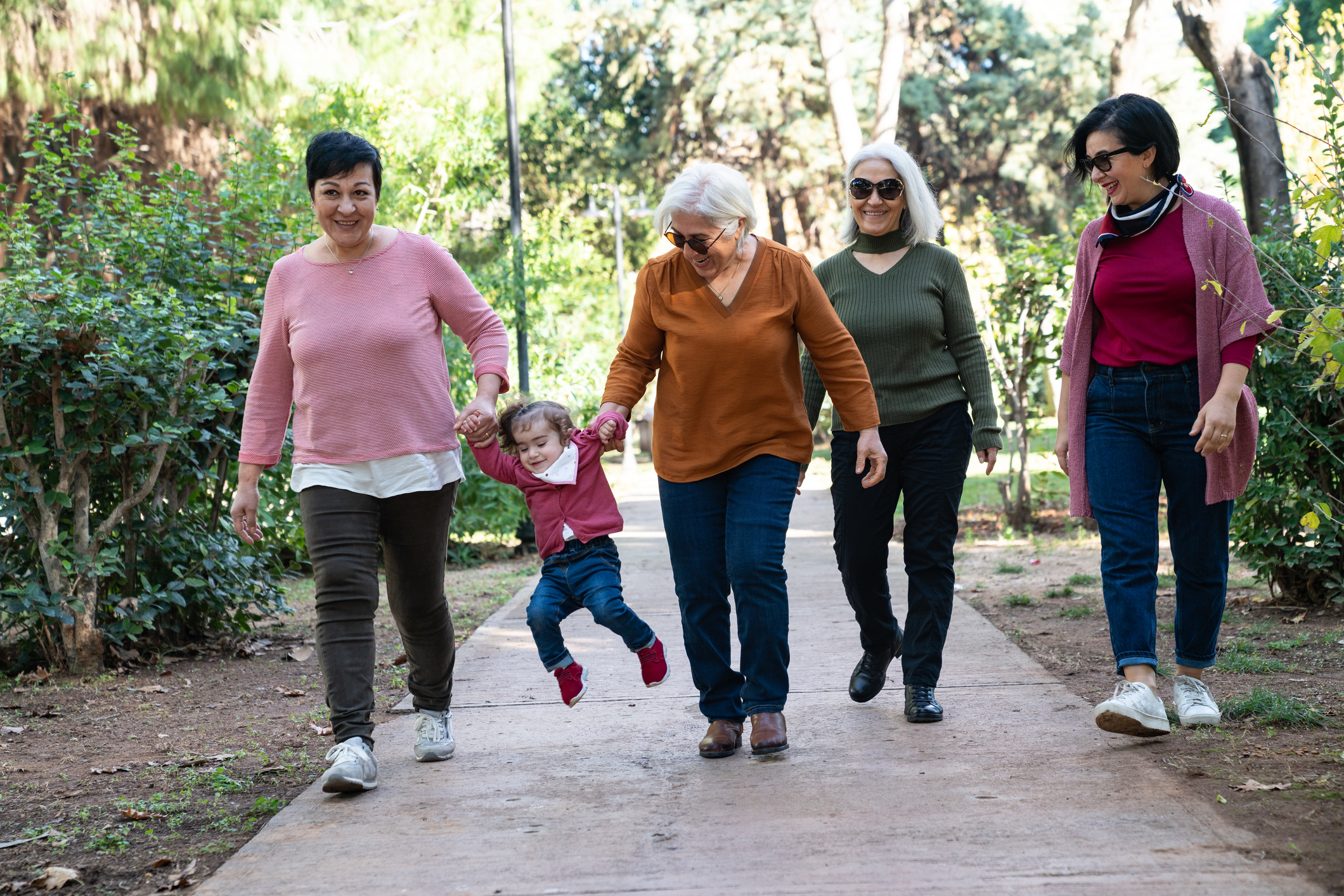 Senior And Mature Adult Women Having good time With Cute Toddler Baby Girl